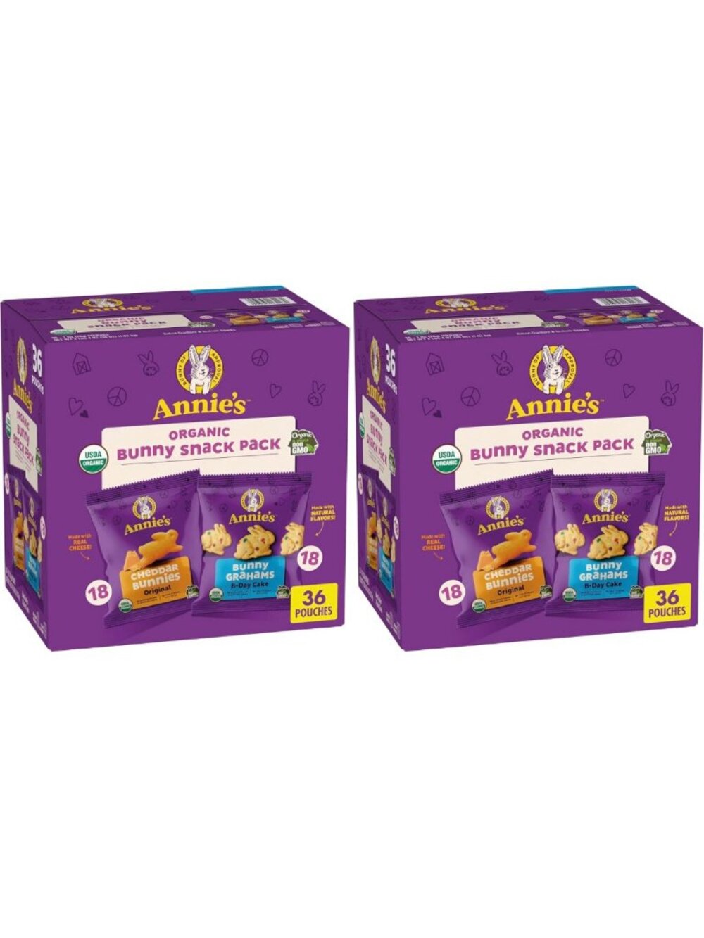 Organic Cheddar Bunnies Crackers & Birthday Cake Bunny Grahams Snack Pack, 36 Ct